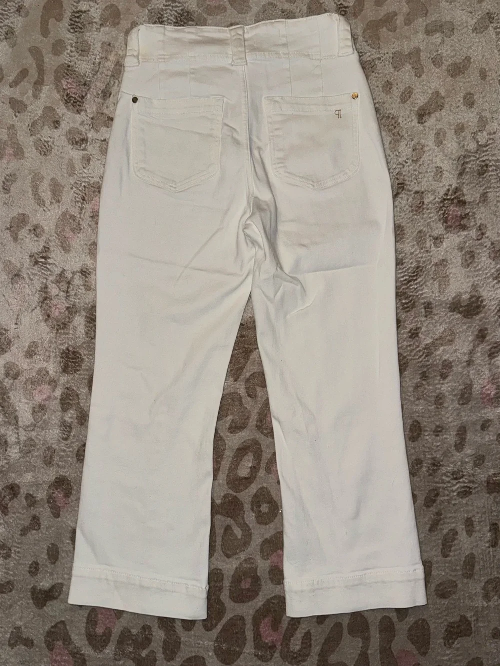 Pilcro White Cropped Straight-Leg Trousers